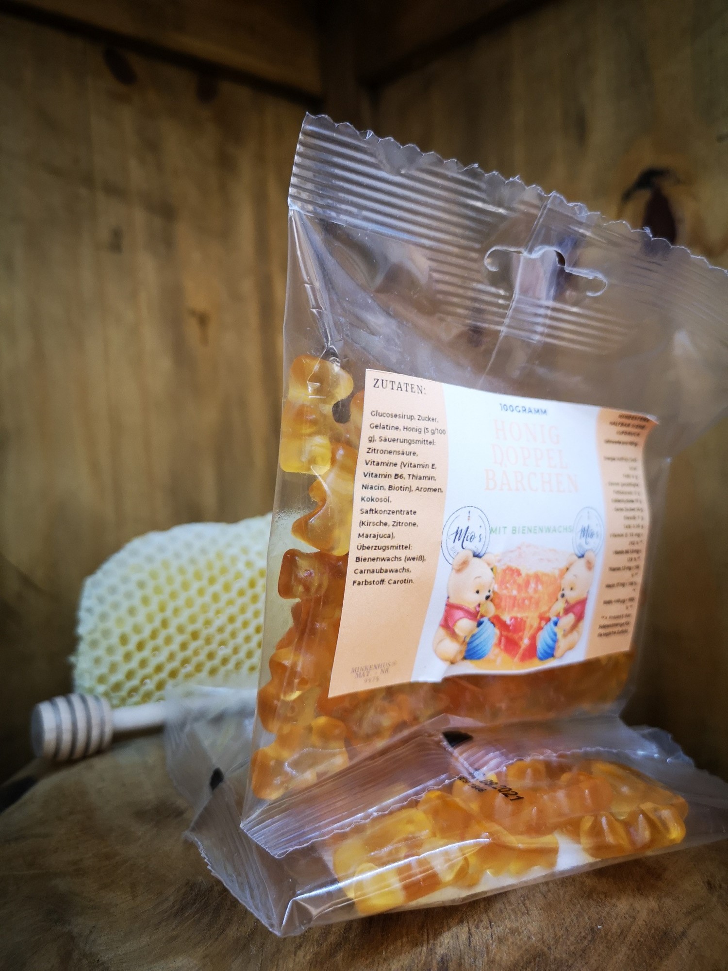 Honig Gummibärchen, Doppelbärchen. Honig Süßigkeiten, Honigerzeugnisse, Honigbärchen